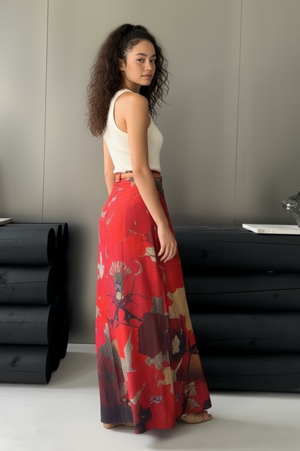 Jupe Portefeuille Longue Fleurie