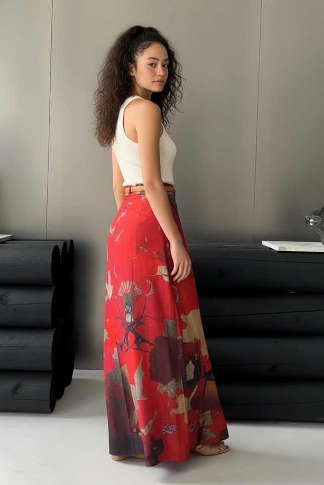 Jupe Portefeuille Longue Fleurie