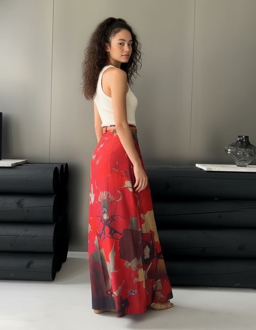 Jupe Portefeuille Longue Fleurie