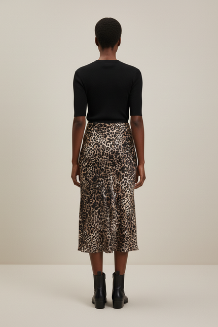Jupe Longue Satin Leopard