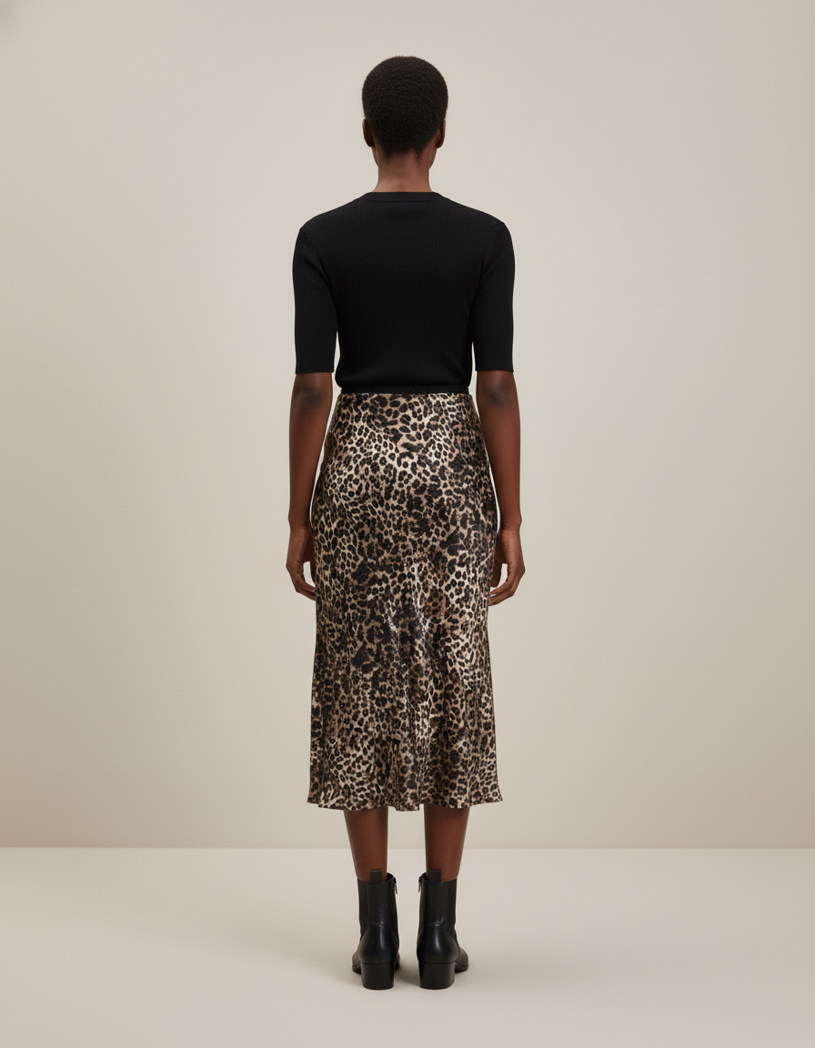 Jupe Longue Satin Leopard