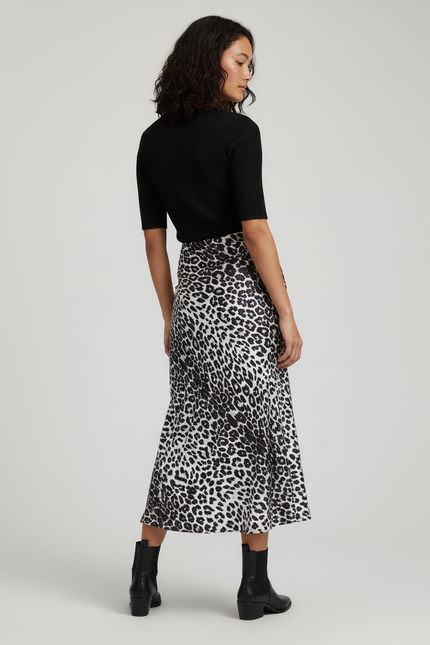 Jupe Longue Leopard Noir Et Blanc