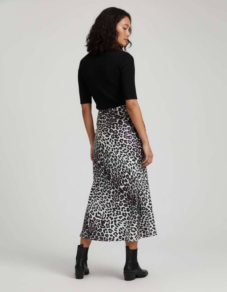 Jupe Longue Leopard Noir Et Blanc