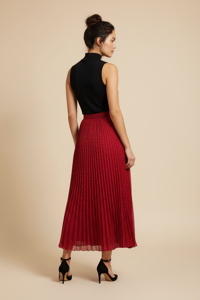 Jupe Longue Rouge A Pois