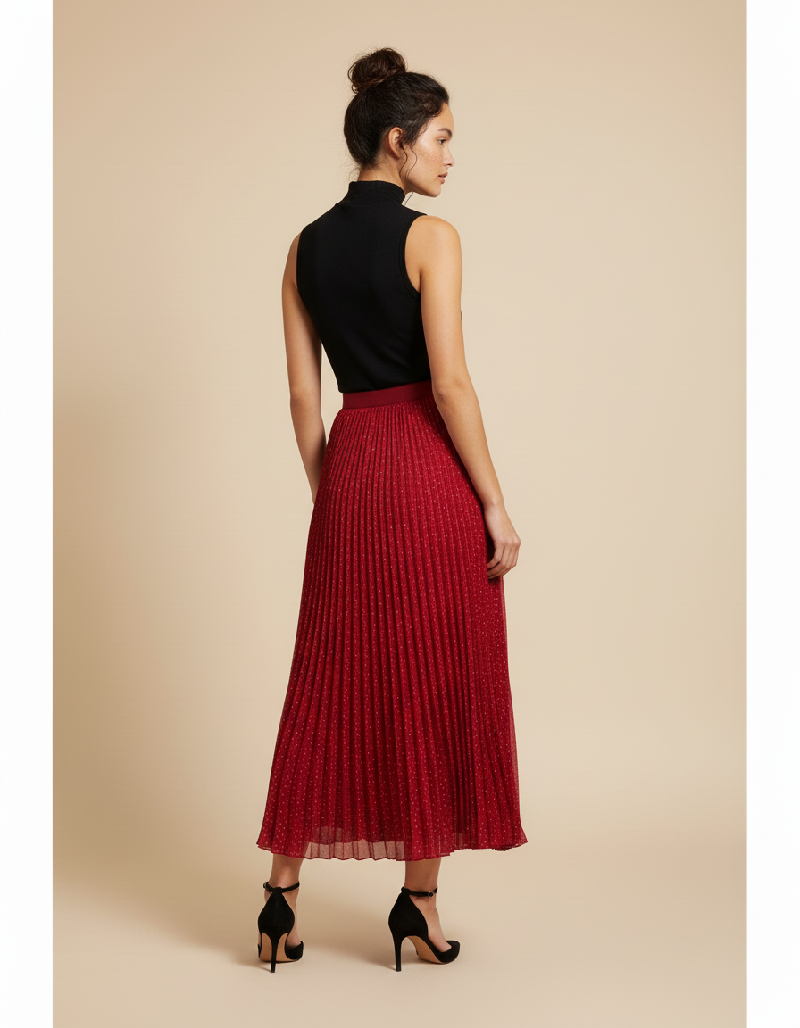 Jupe Longue Rouge A Pois