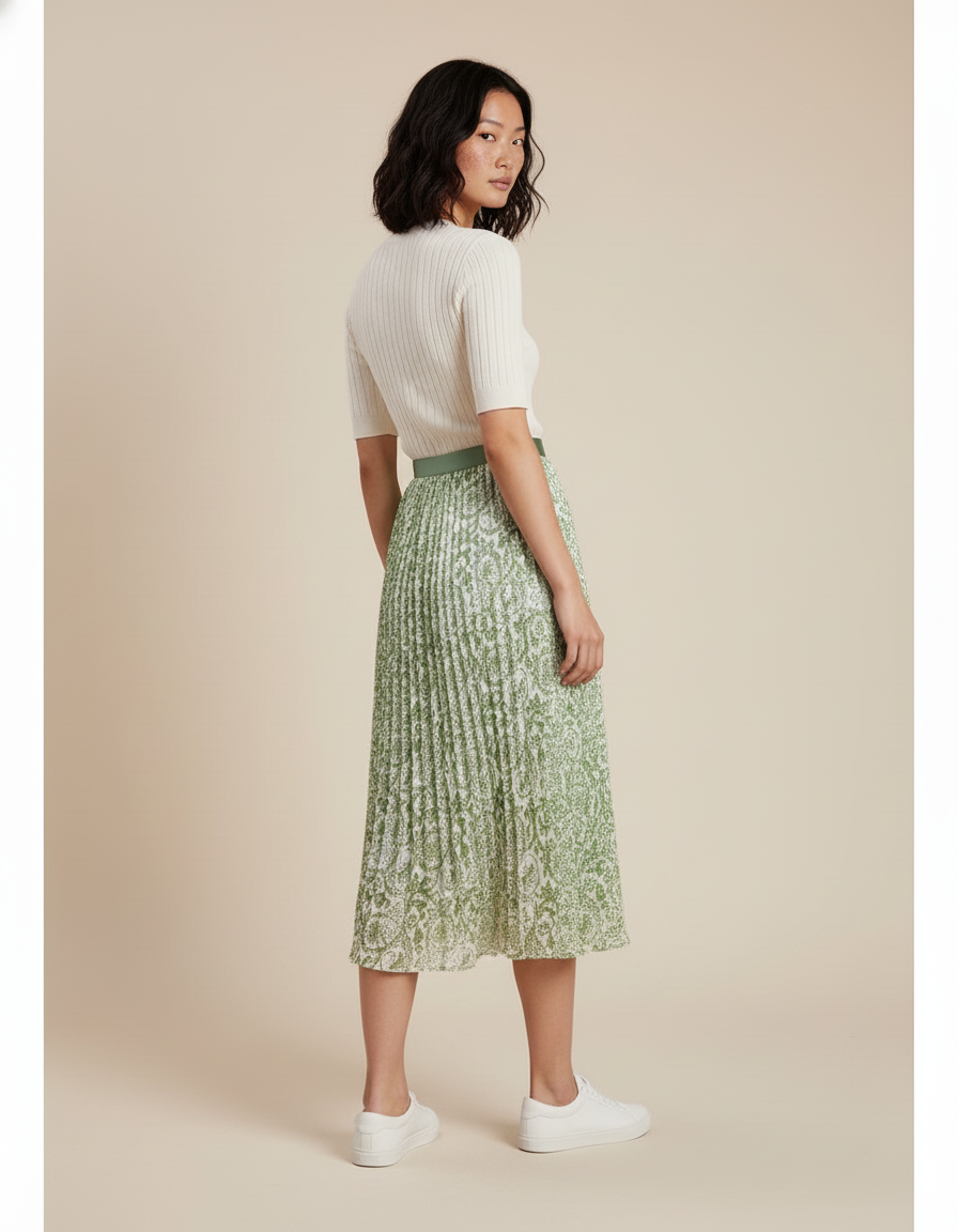 Jupe Plissée Longue Imprimée