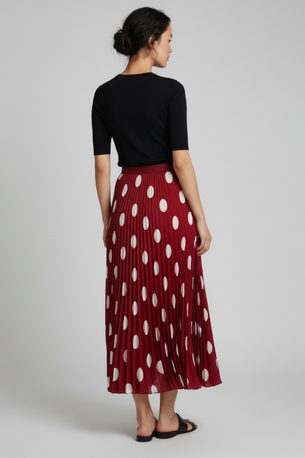 Jupe Longue Plissee A Pois