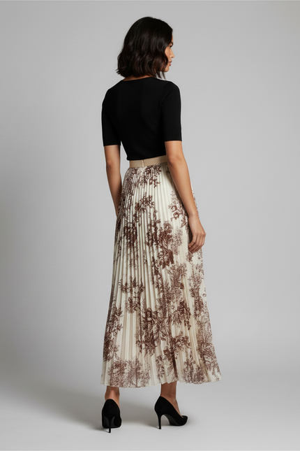 Jupe Plissée Longue Fleurie