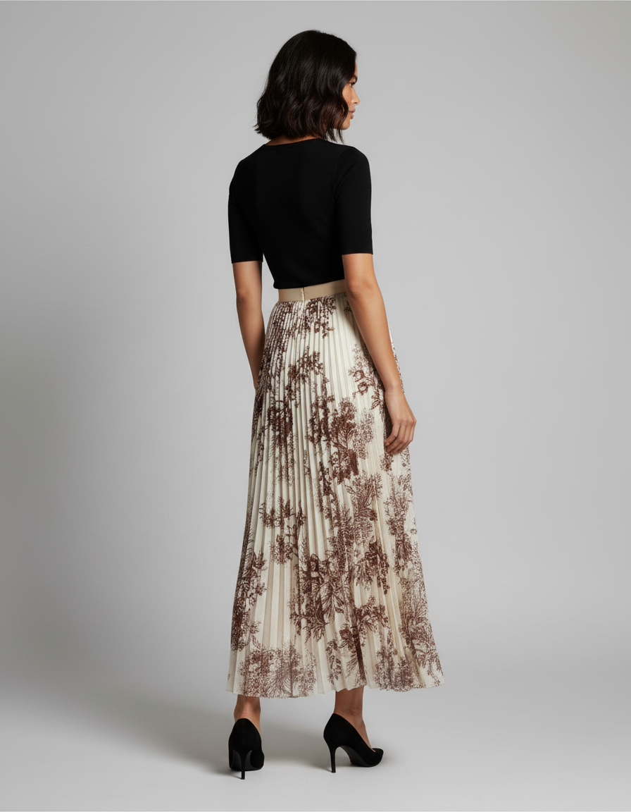 Jupe Plissée Longue Fleurie