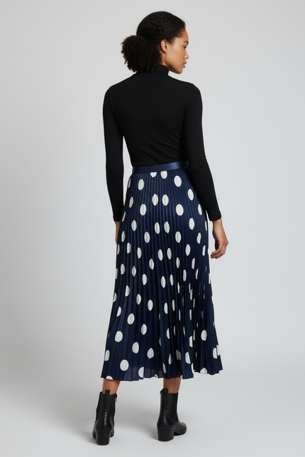 Jupe Plissée Longue Bleu Marine