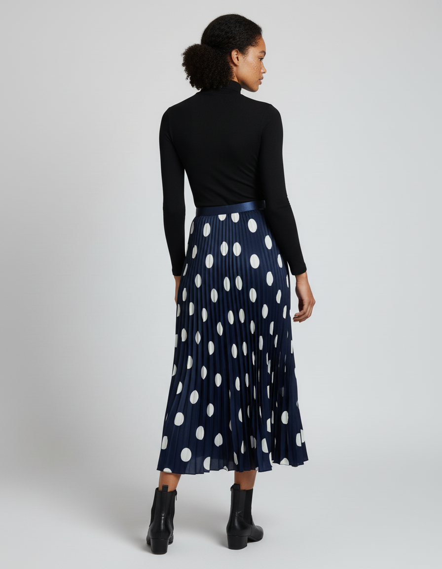 Jupe Plissée Longue Bleu Marine