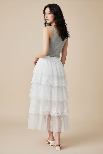 Jupe Longue Tulle Blanche