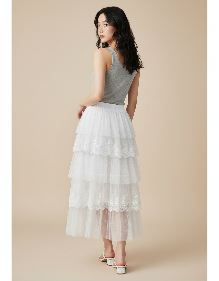 Jupe Longue Tulle Blanche
