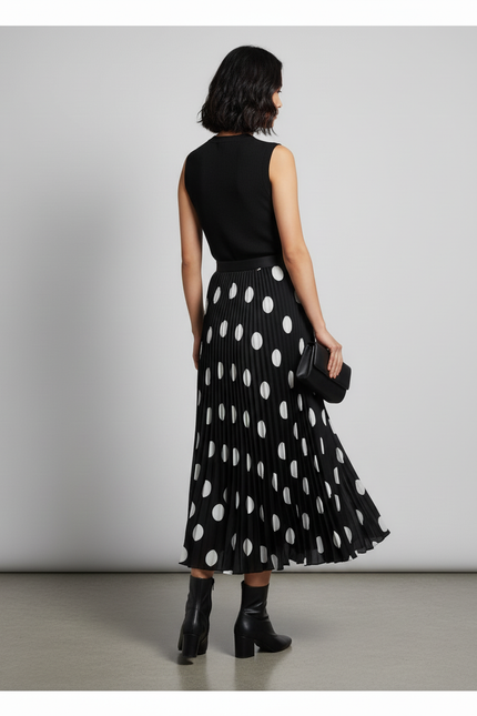 Jupe Longue Noire Pois Blancs