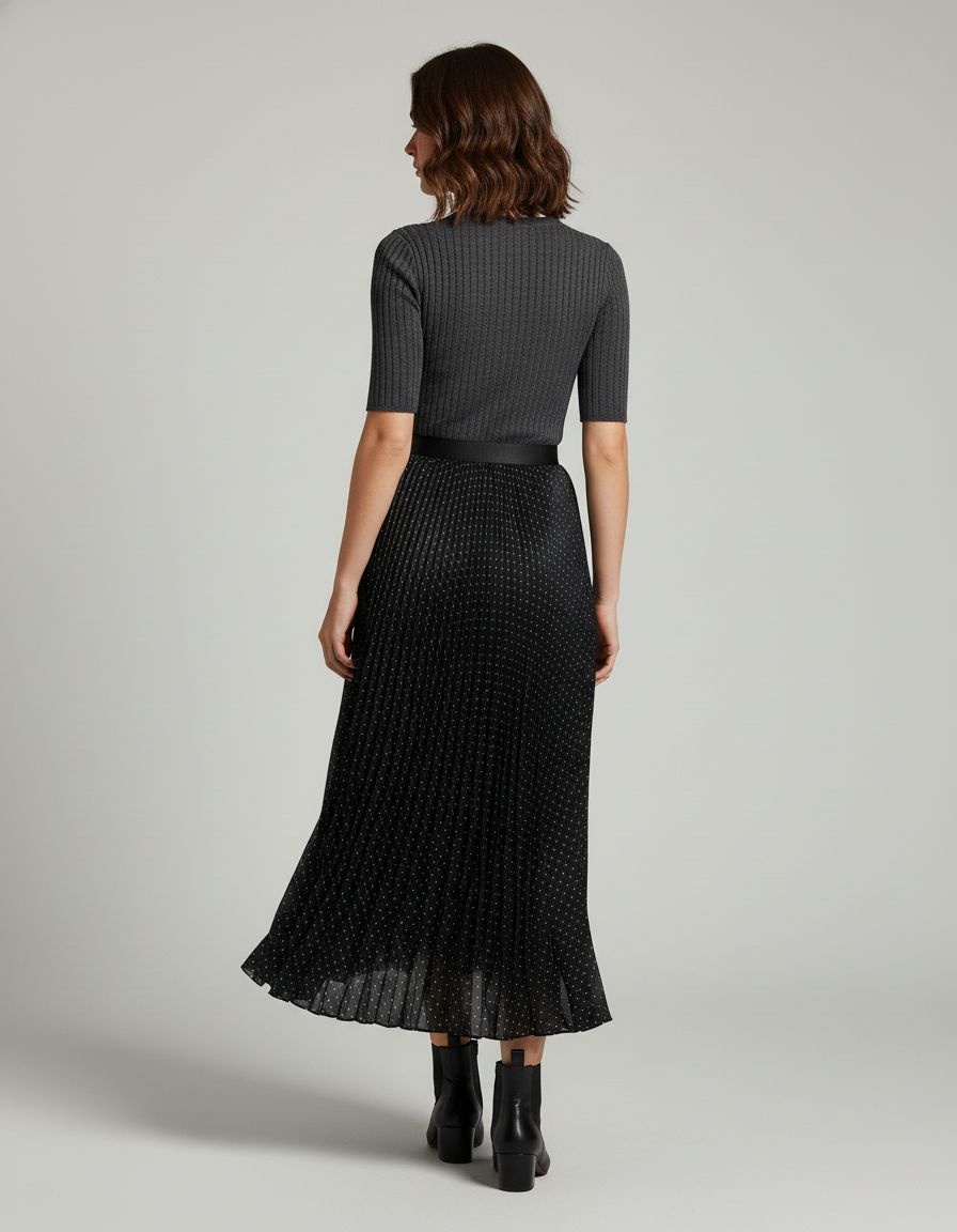 Jupe Longue Plissée Noire Grande Taille