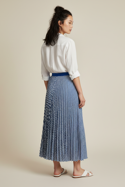 Jupe Longue Plissée Rayée Élégante