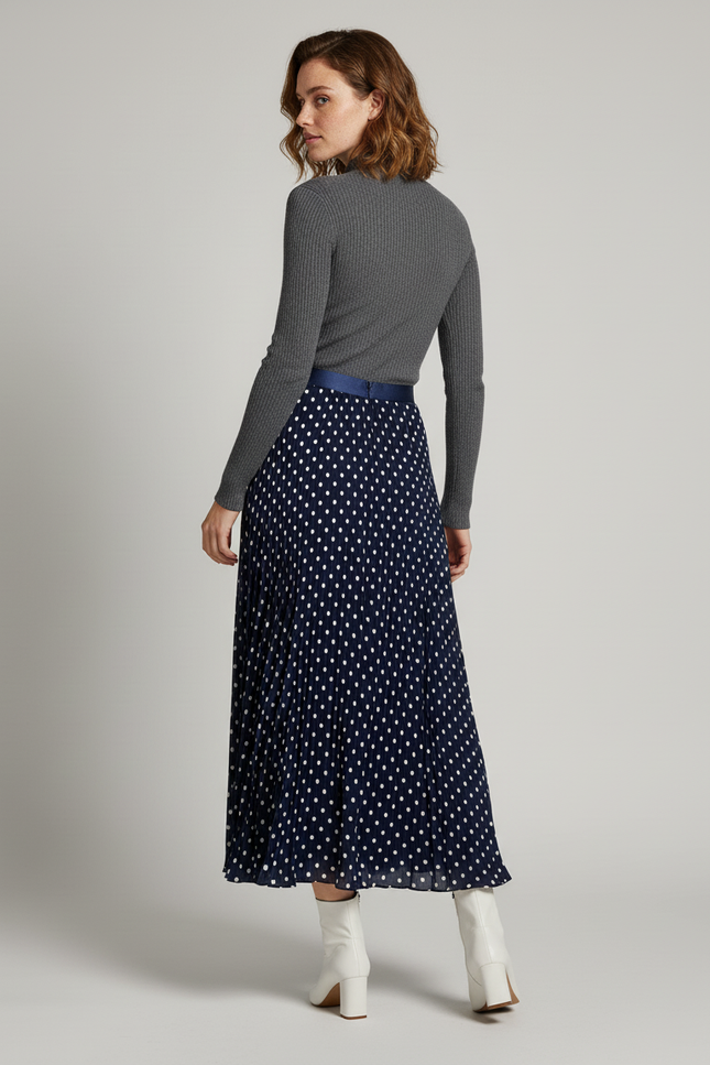 Jupe Longue Plissée Motif