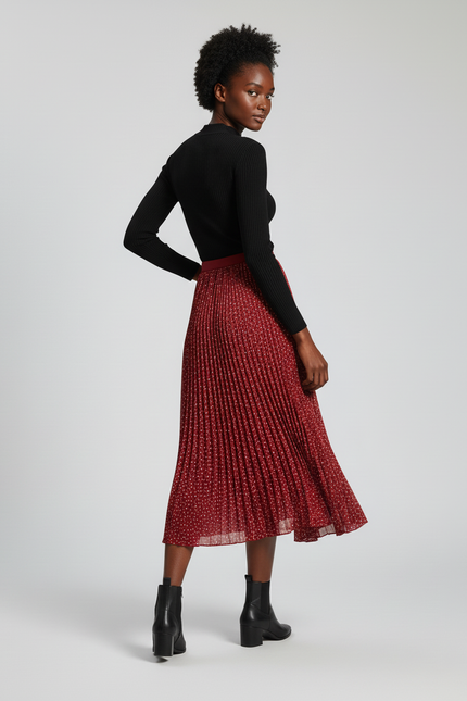 Jupe Longue Plissée Pois Élégante Femme