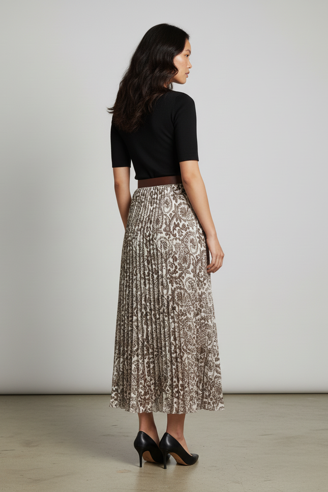 Jupe Longue Plissée Imprimée Élégante