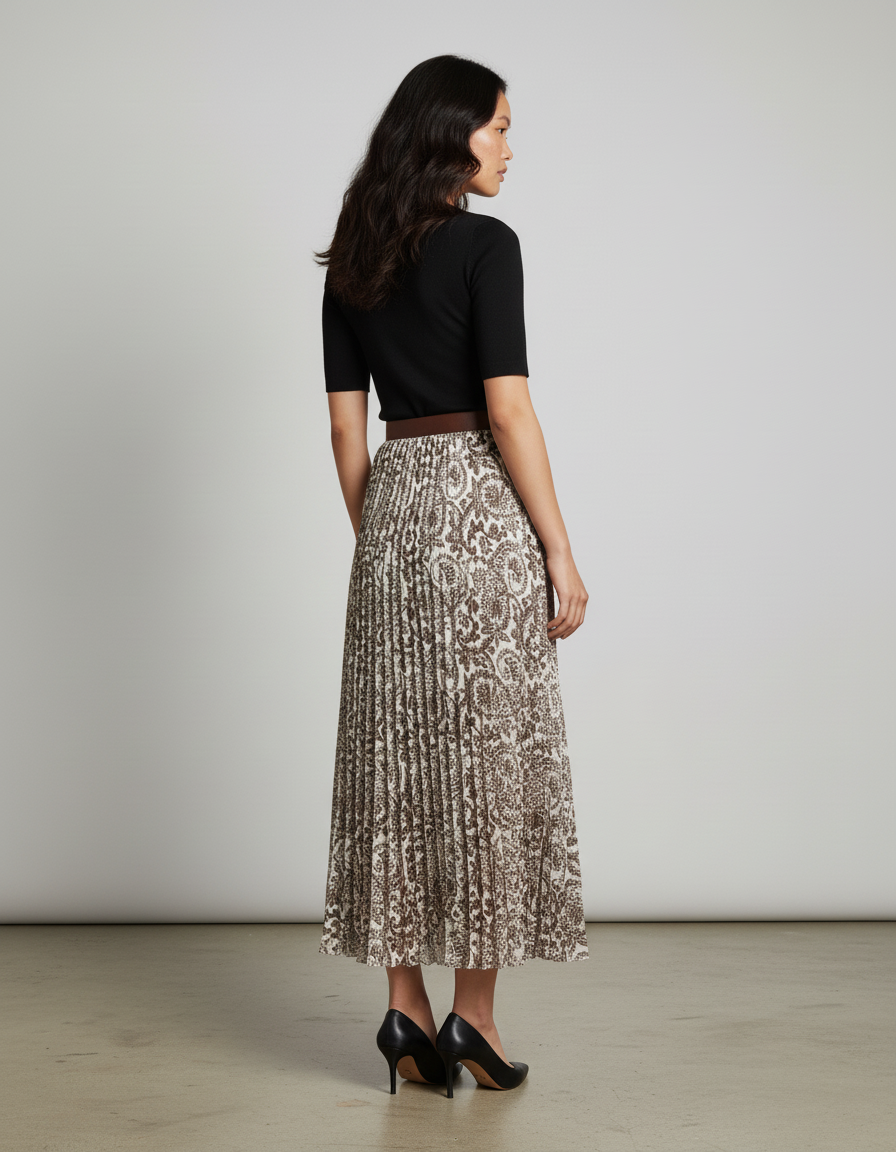 Jupe Longue Plissée Imprimée Élégante