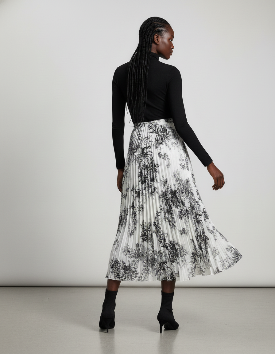 Jupe Longue Imprimée Plissée Élégante