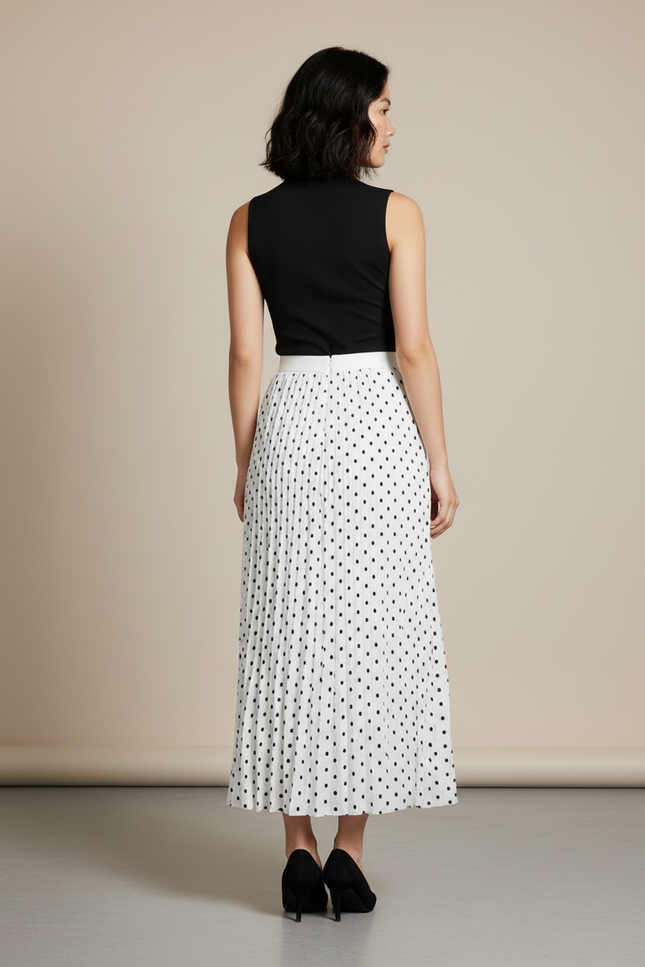 Jupe Longue Plissée À Pois Élégante Chic