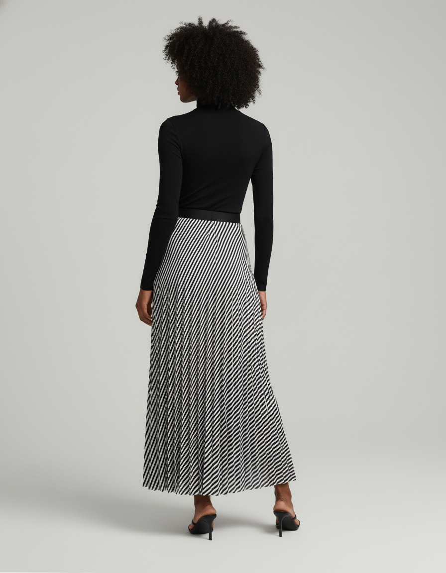 Jupe Longue Rayée Noir Et Blanc