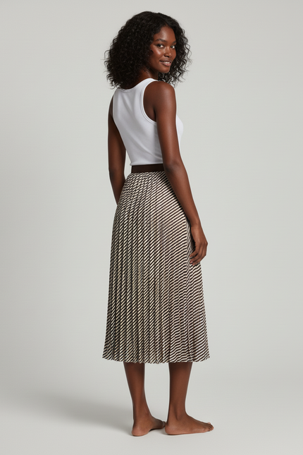 Jupe Longue Plissée Rayée Élégante Chic