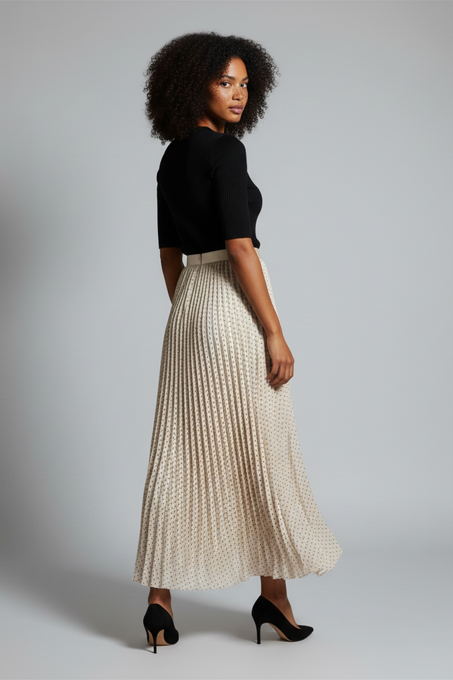 Jupe Longue Plissée Pois Élégante Chic