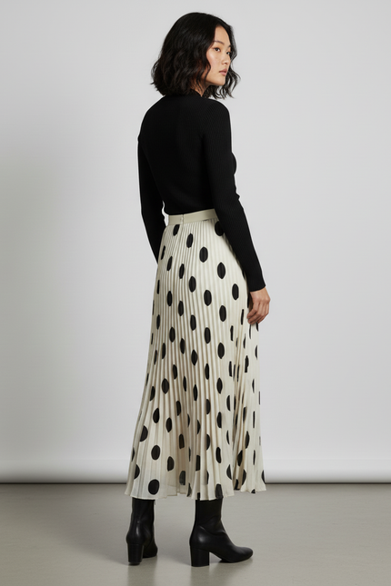 Jupe Longue Plissée À Pois Élégante Tendance