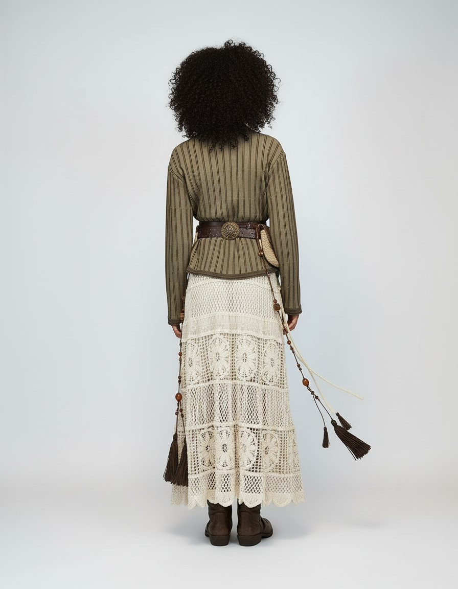 Jupe Longue Crochet Beige