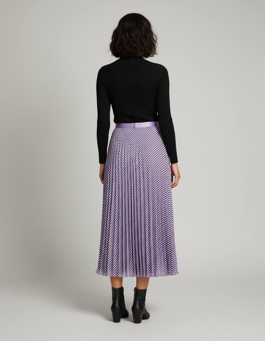 Jupe Longue Plissée Bicolore