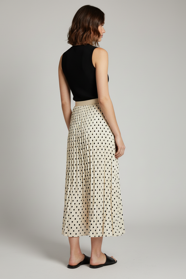Jupe Longue Plissée À Pois Élégante Bohème