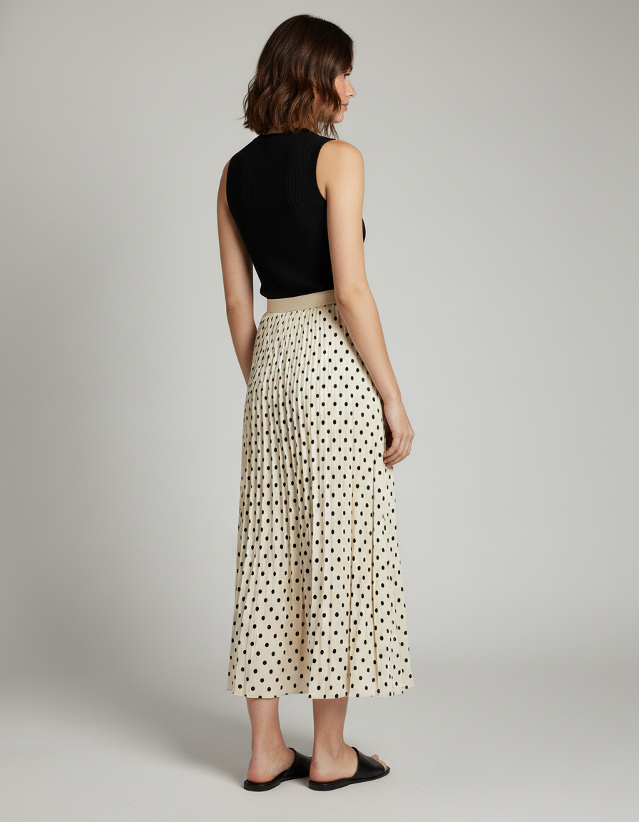 Jupe Longue Plissée À Pois Élégante Bohème
