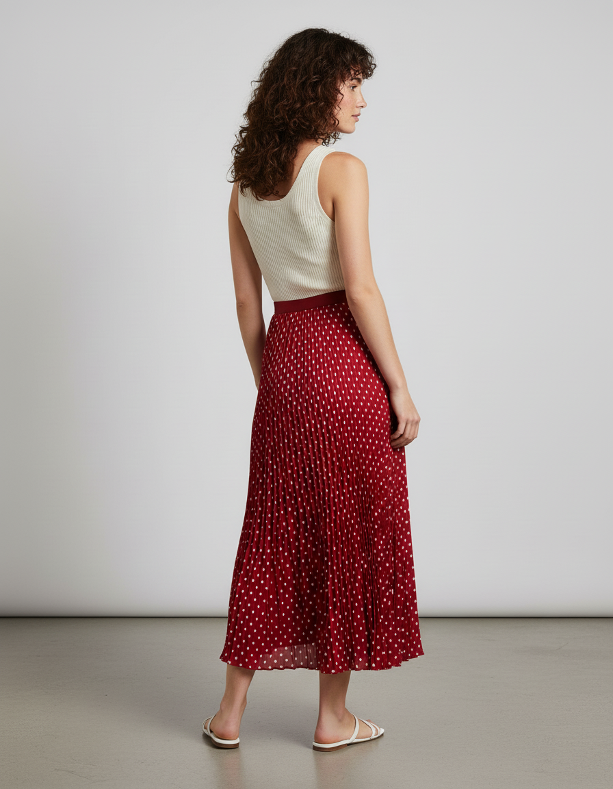 Jupe Longue Plissée Bordeaux