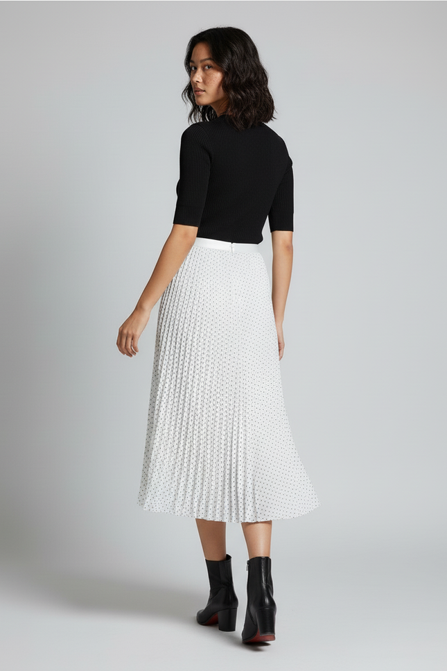 Jupe Longue Plissée À Pois Élégante Style