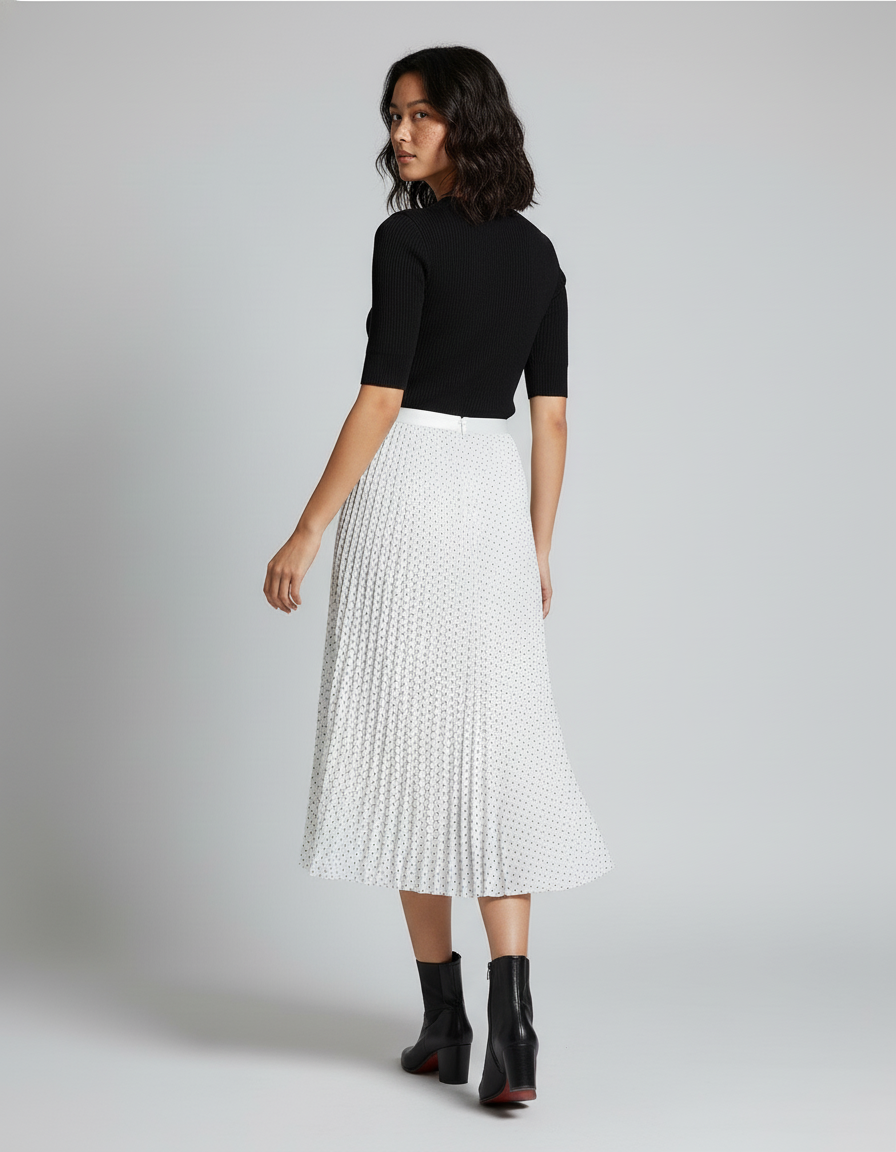 Jupe Longue Plissée À Pois Élégante Style