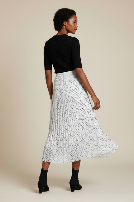 Jupe Longue Plissée À Pois Fluide Élégante