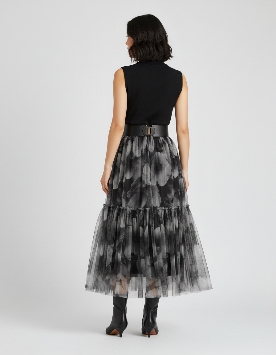 Jupe Longue Plissée Transparente