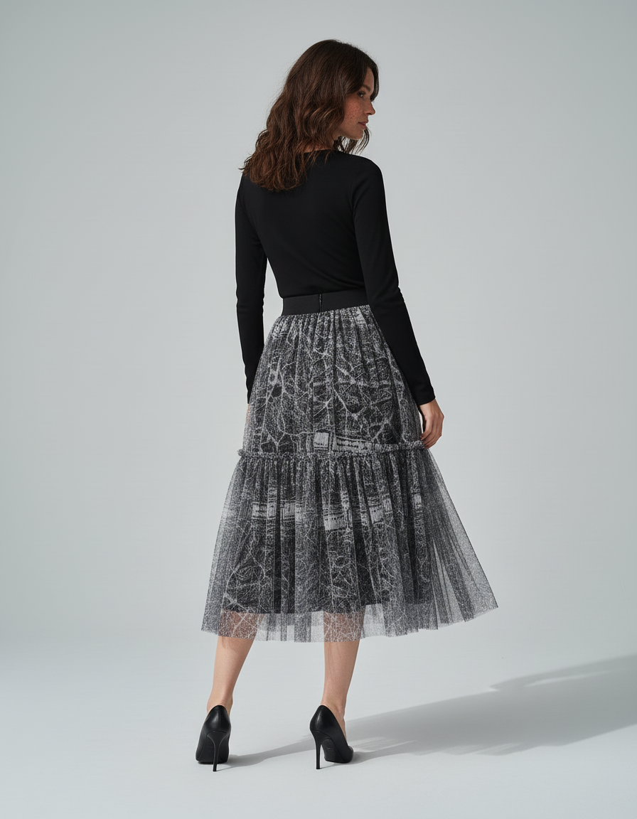 Jupe Longue Tulle Imprimée Léopard