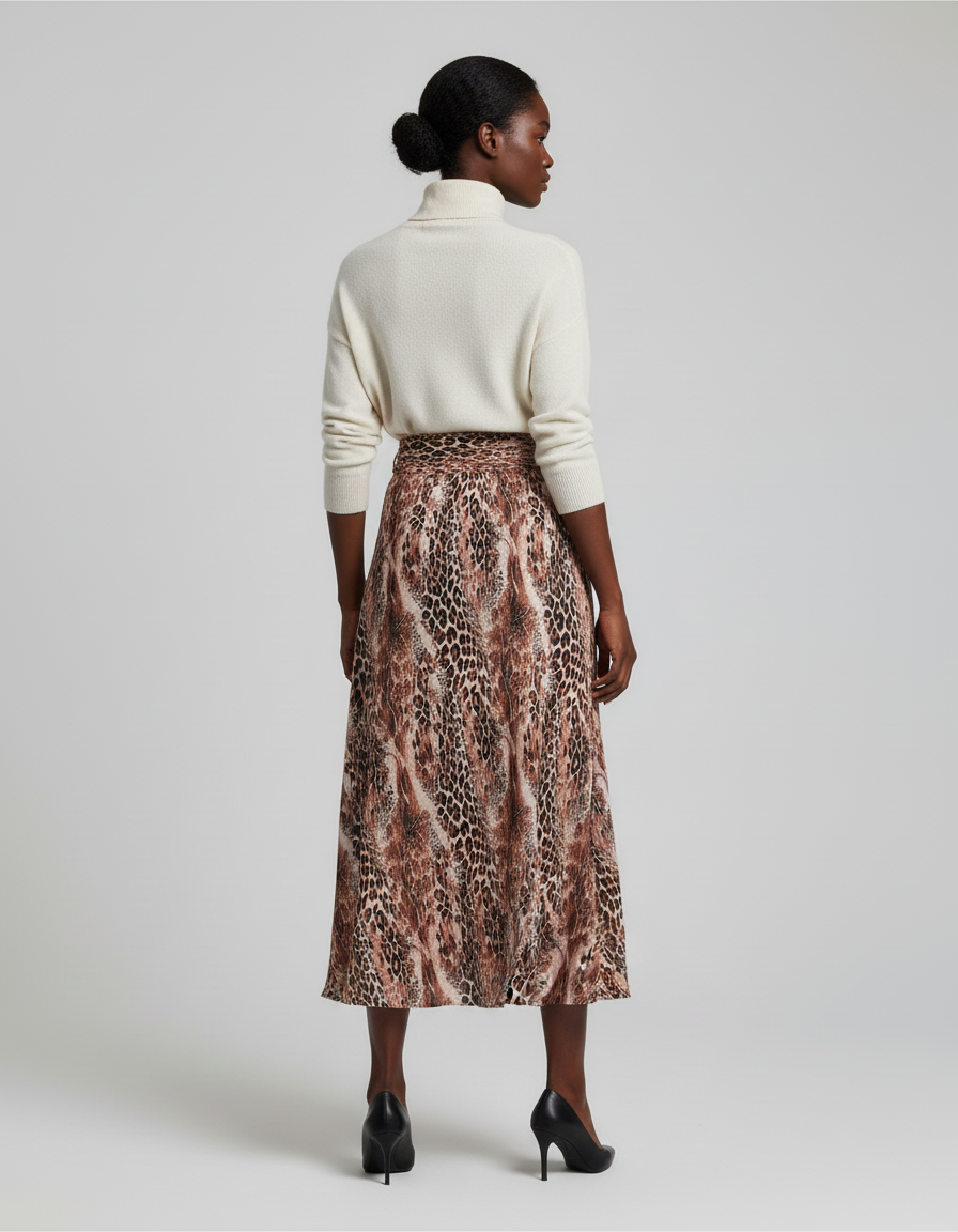 Jupe Longue Portefeuille Leopard