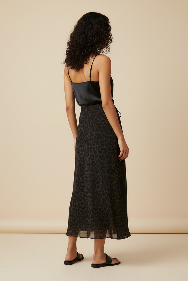 Jupe Longue Imprimé Léopard Fluide Chic