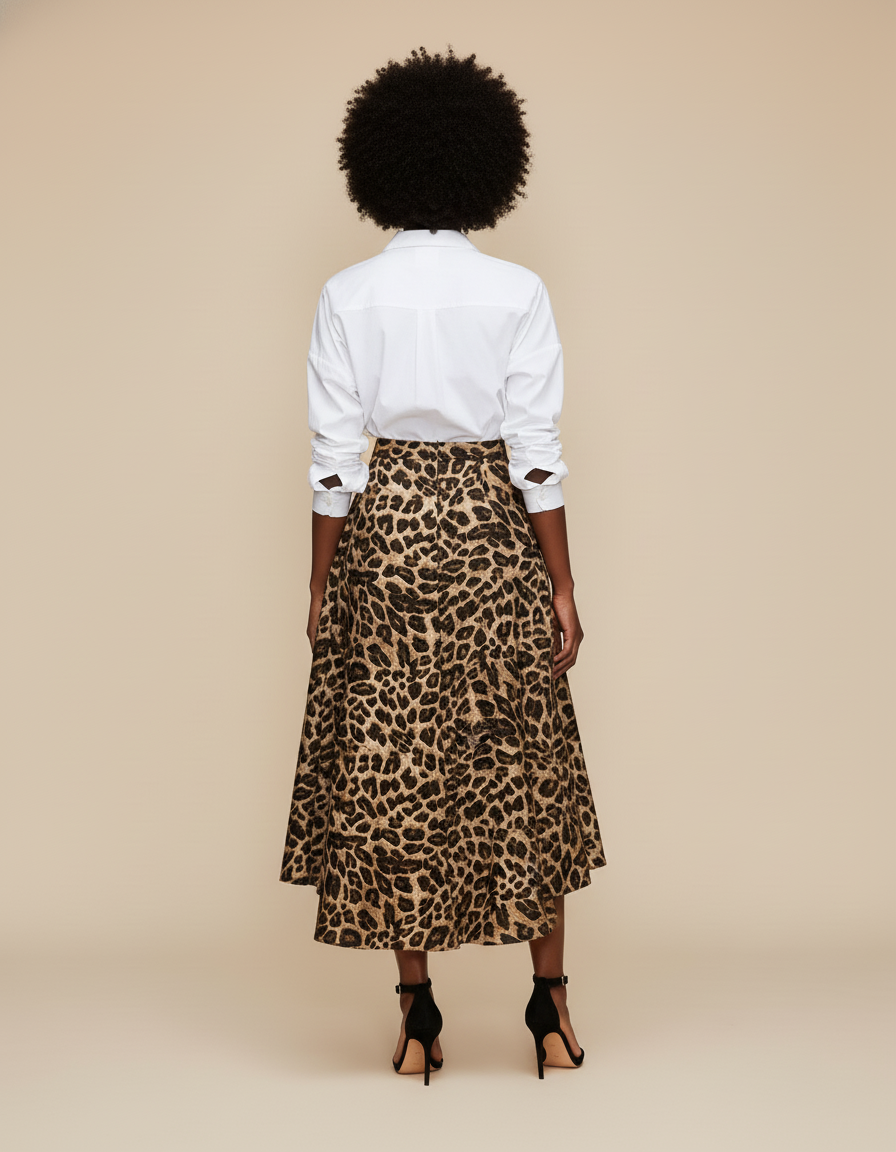 Jupe Longue Imprimé Léopard Asymétrique Chic