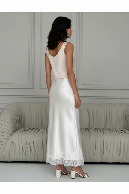 Jupe Longue Blanche Satin