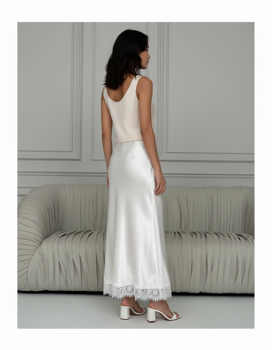 Jupe Longue Blanche Satin