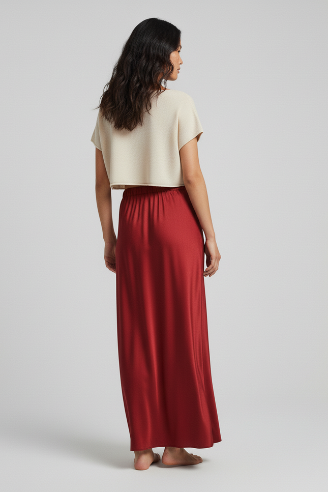 Jupe Longue Fluide Rouge