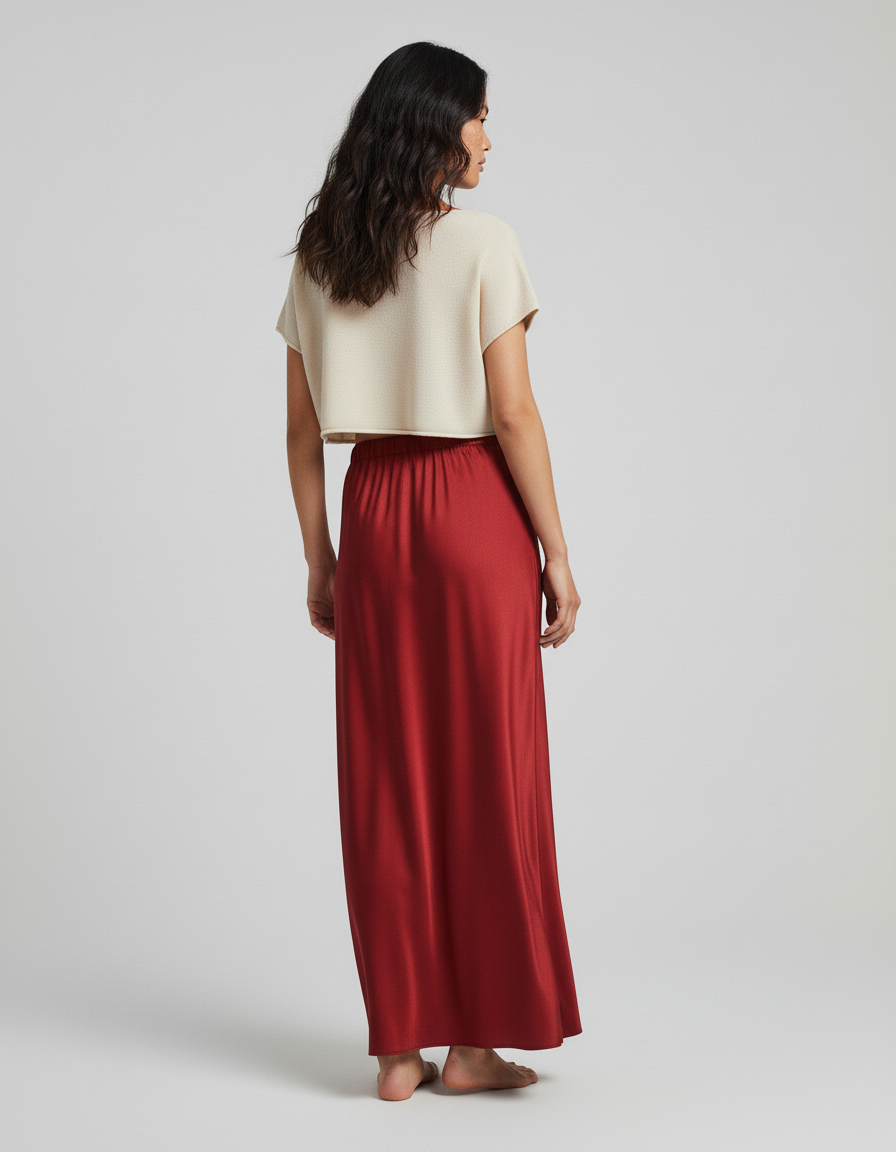 Jupe Longue Fluide Rouge