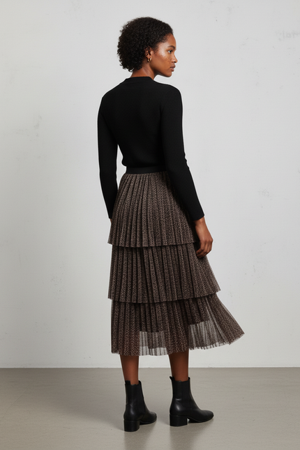 Jupe Longue Leopard Plissée Chic