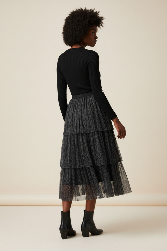 Jupe Longue Noire Transparente Voile