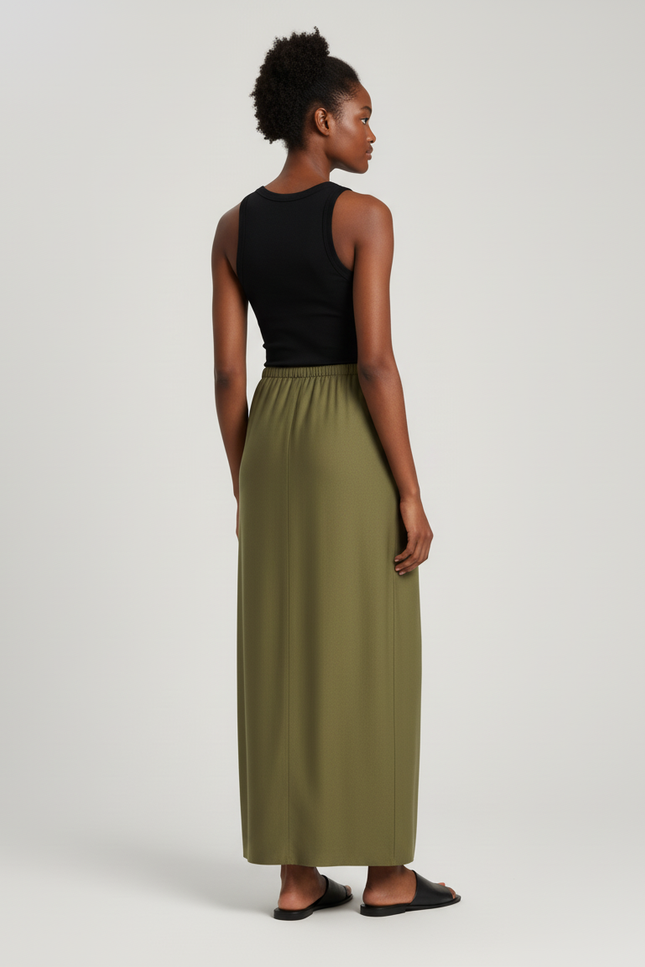 Jupe Longue Vert Kaki Femme